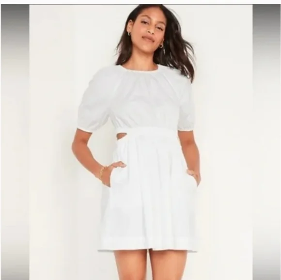 cut out dress old navy Waist-Defined Crepe Side-Cutout Maxi Dress